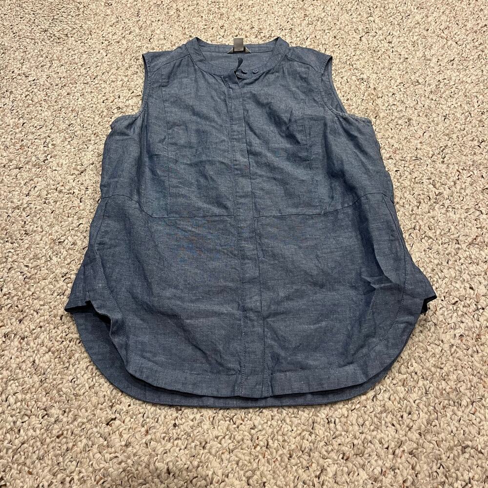 Fossil Sleeveless Button Front Chambray Top Sz S … - image 1